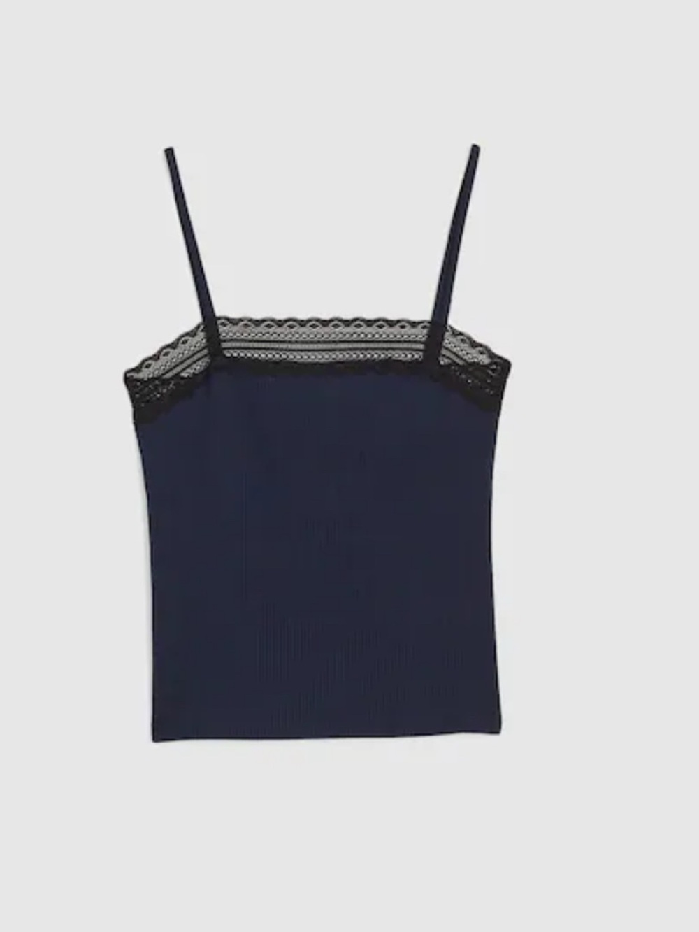 Madewell Lace-Trim Square-Neck Tank Navy Small NWT